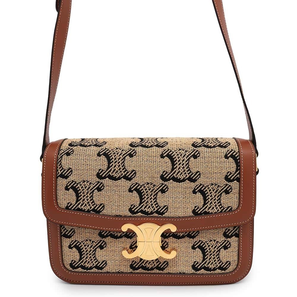 Celine Shoulder Bag Triomphe Raffia